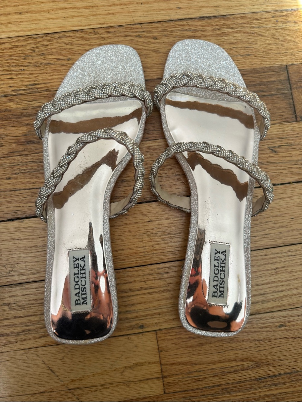 Badgley Mischka Braided Strap Slide Sandals